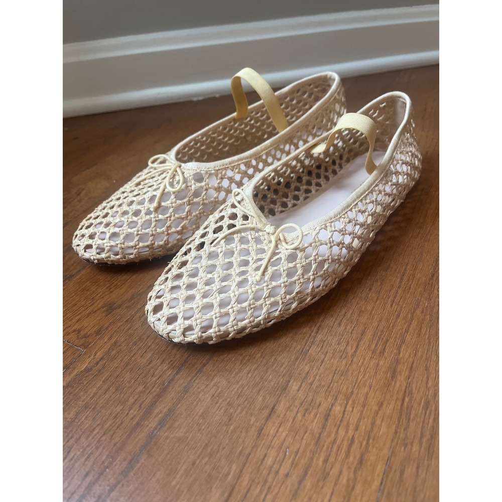Loeffler Randall Leonie Crochet Mary Jane Ballet Flats Size 12 Cream